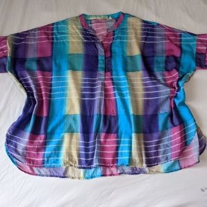 Soft Surroundings Plaid short sleeve oversized Top